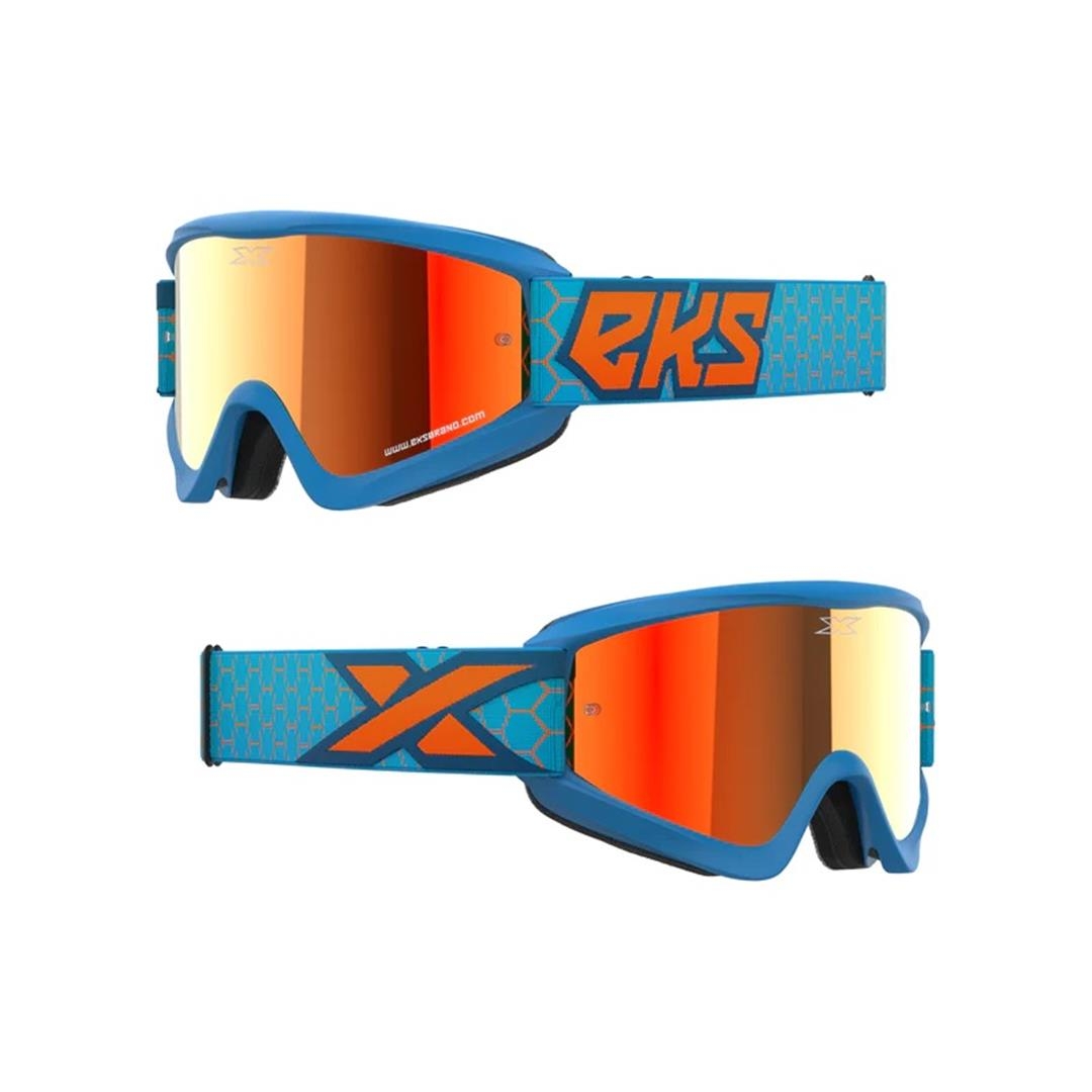 EKS GOX Brille verspiegelt LIQUID CYAN, FLO ORANGE – RED MIRROR LENS EKS GOX ZAP-Technix-Shop