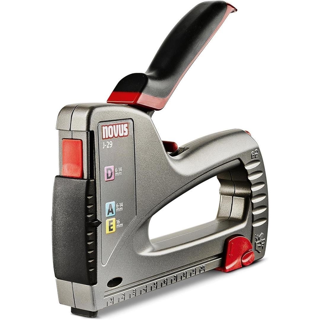 Novus Handtacker J-29, Profi-Tacker mit Metall-Gehäuse, Unterlademechanik, Distanzanschlag, Schlagkraftregulierung Beta Bezüge ZAP-Technix-Shop