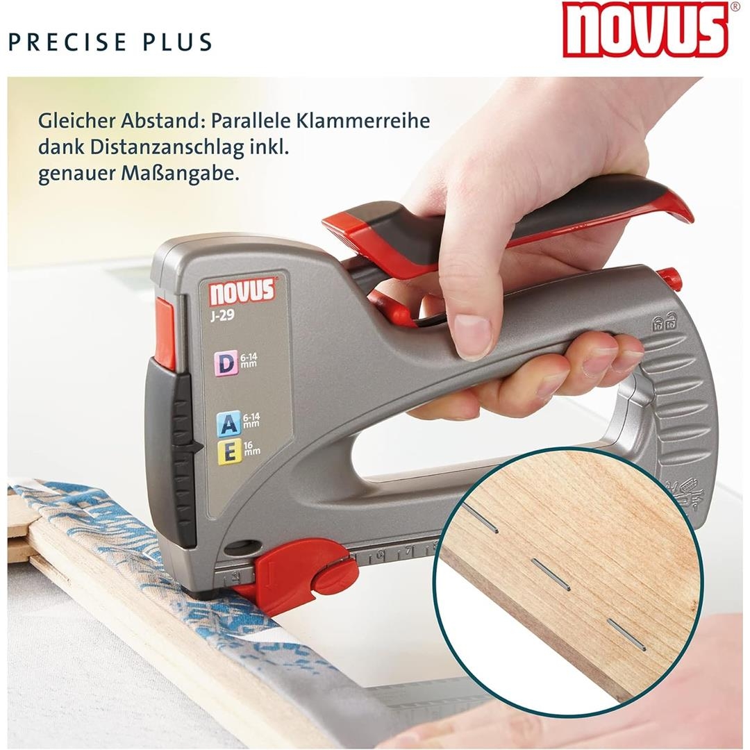 Novus Handtacker J-29, Profi-Tacker mit Metall-Gehäuse, Unterlademechanik, Distanzanschlag, Schlagkraftregulierung Beta Bezüge ZAP-Technix-Shop