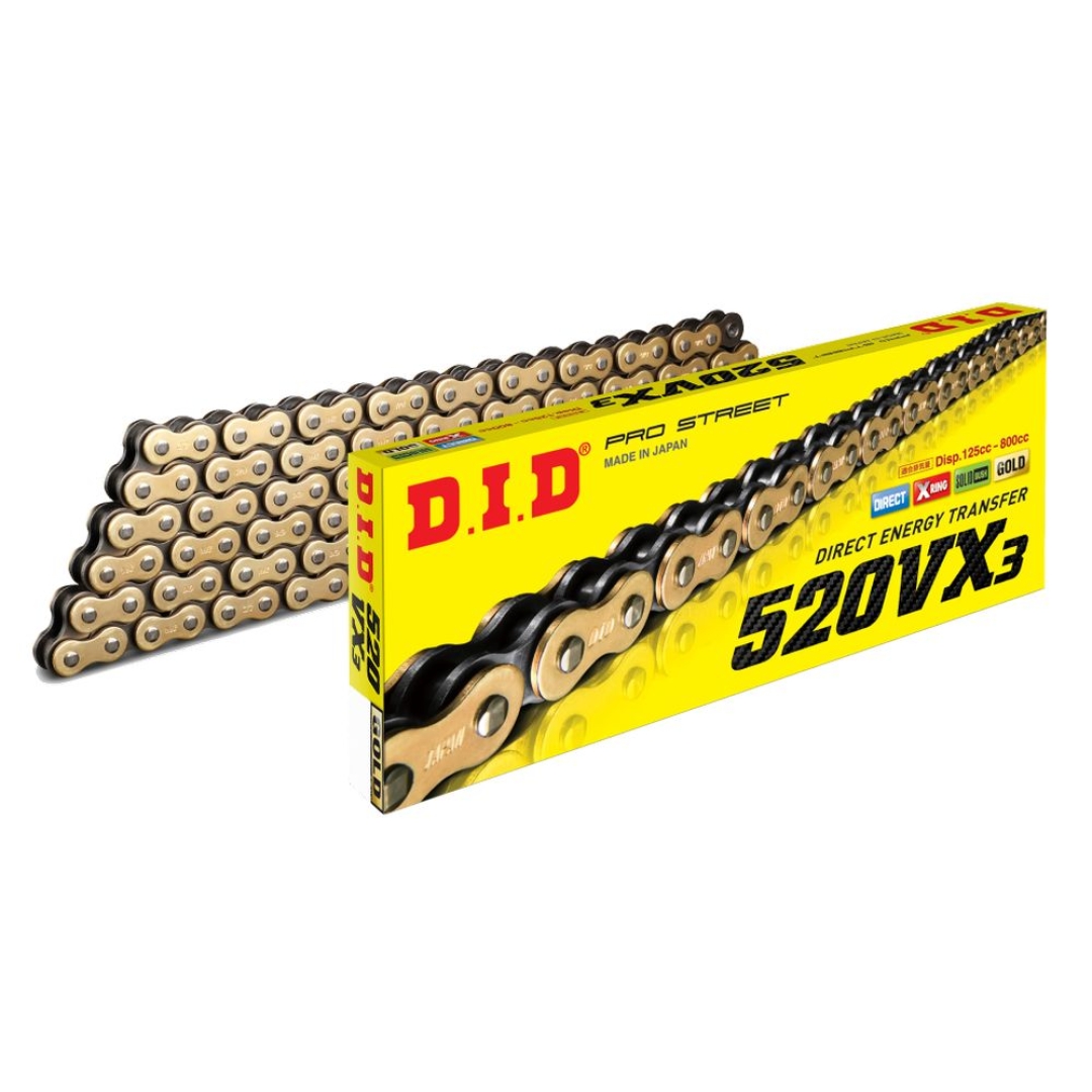 DID 520 VX3 Kette 116G gold/black, Zugfestigkeit 3720kg Zulauf ZAP-Technix-Shop