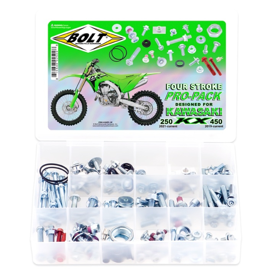 BOLT Pro-Pack Schraubenkit für Kawasaki 2021+ KX250, 2019+ KX450 Zulauf ZAP-Technix-Shop